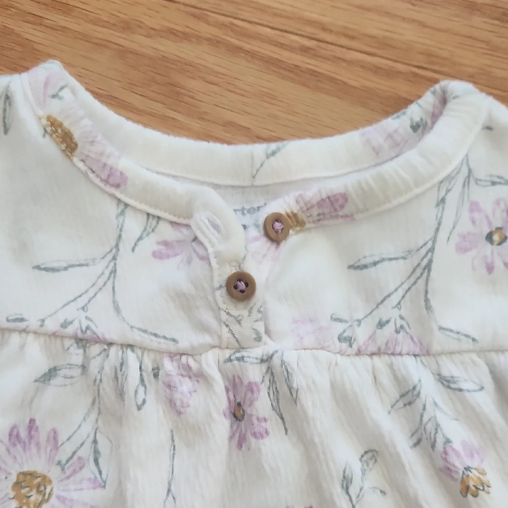 Carter's Soft White Baby Long Sleeves Dress 12 Months